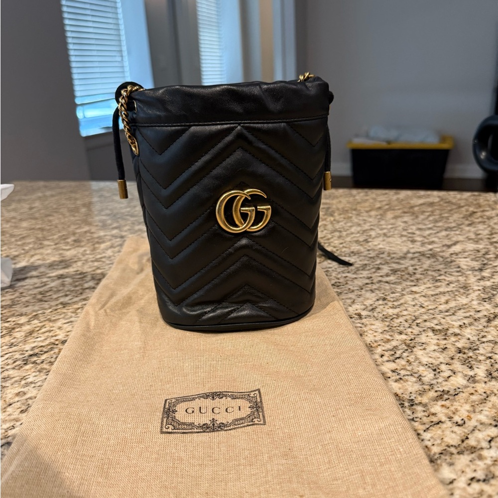 Gucci Black Quilted Mini Bucket Bag